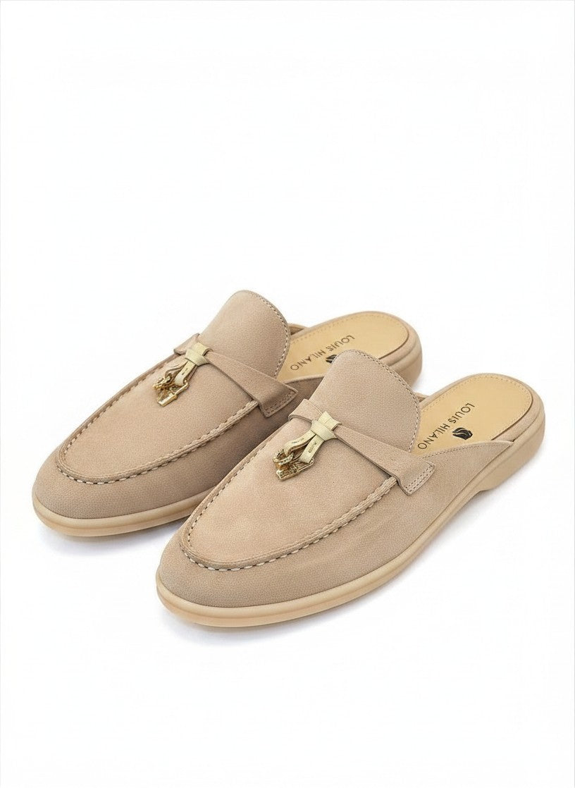 LOUIS HILANO SUMMER LEATHER MULES APRICOT