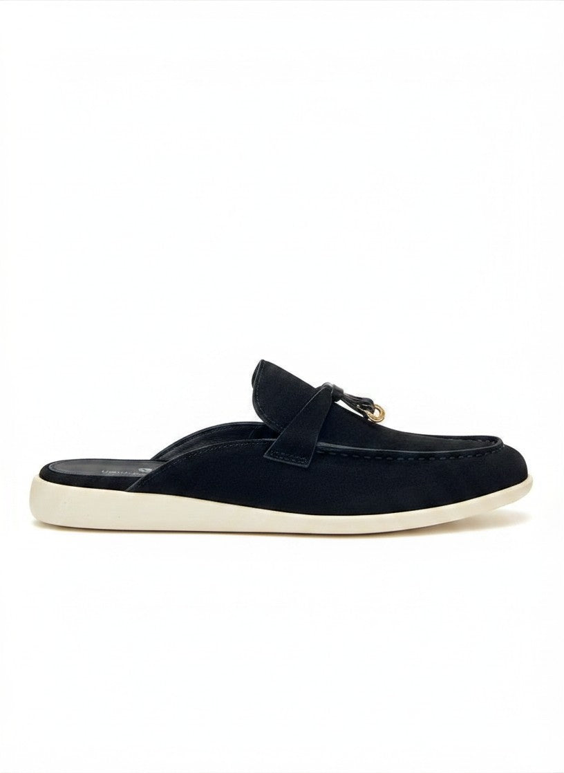 LOUIS HILANO SUMMER LEATHER MULES BLACK