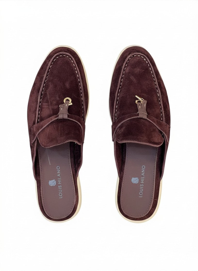 LOUIS HILANO SUMMER LEATHER MULES COFFEE