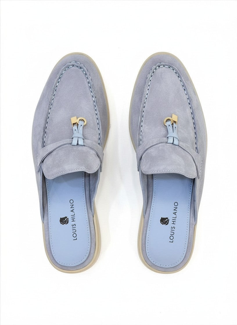 LOUIS HILANO SUMMER LEATHER MULES SKYBLUE
