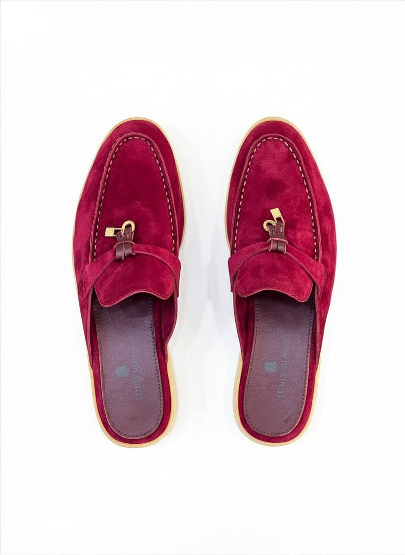 LOUIS HILANO SUMMER LEATHER MULES ROSE RED