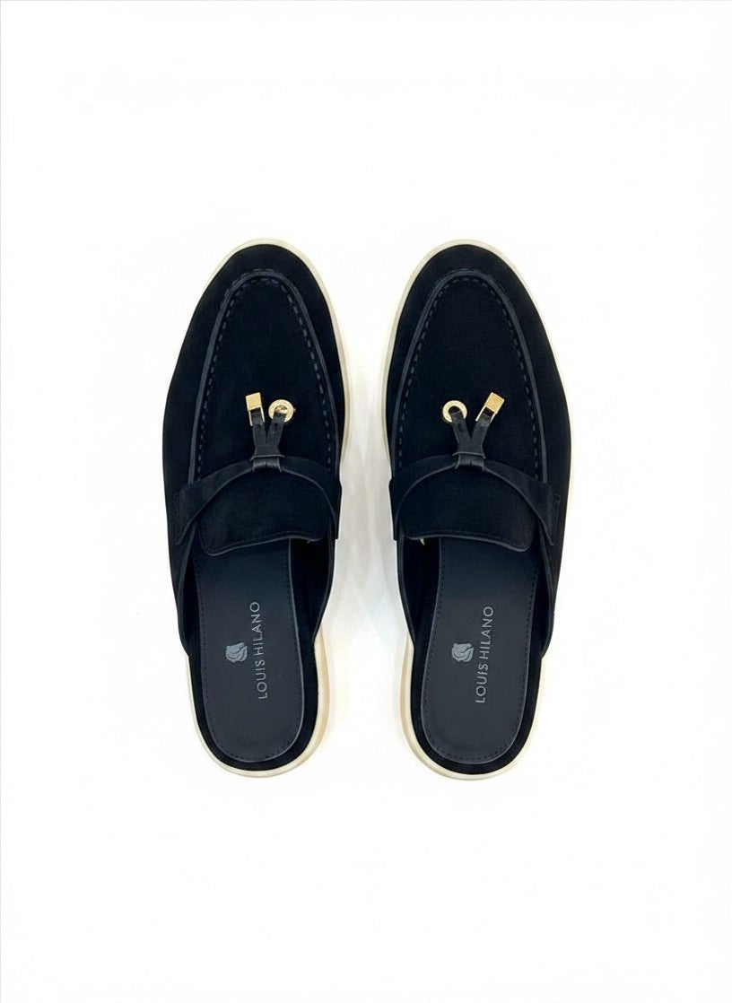 LOUIS HILANO SUMMER LEATHER MULES BLACK