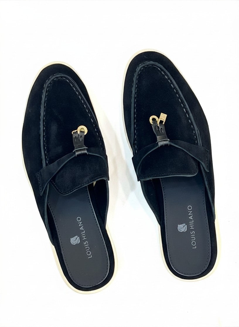 LOUIS HILANO SUMMER LEATHER MULES BLACK