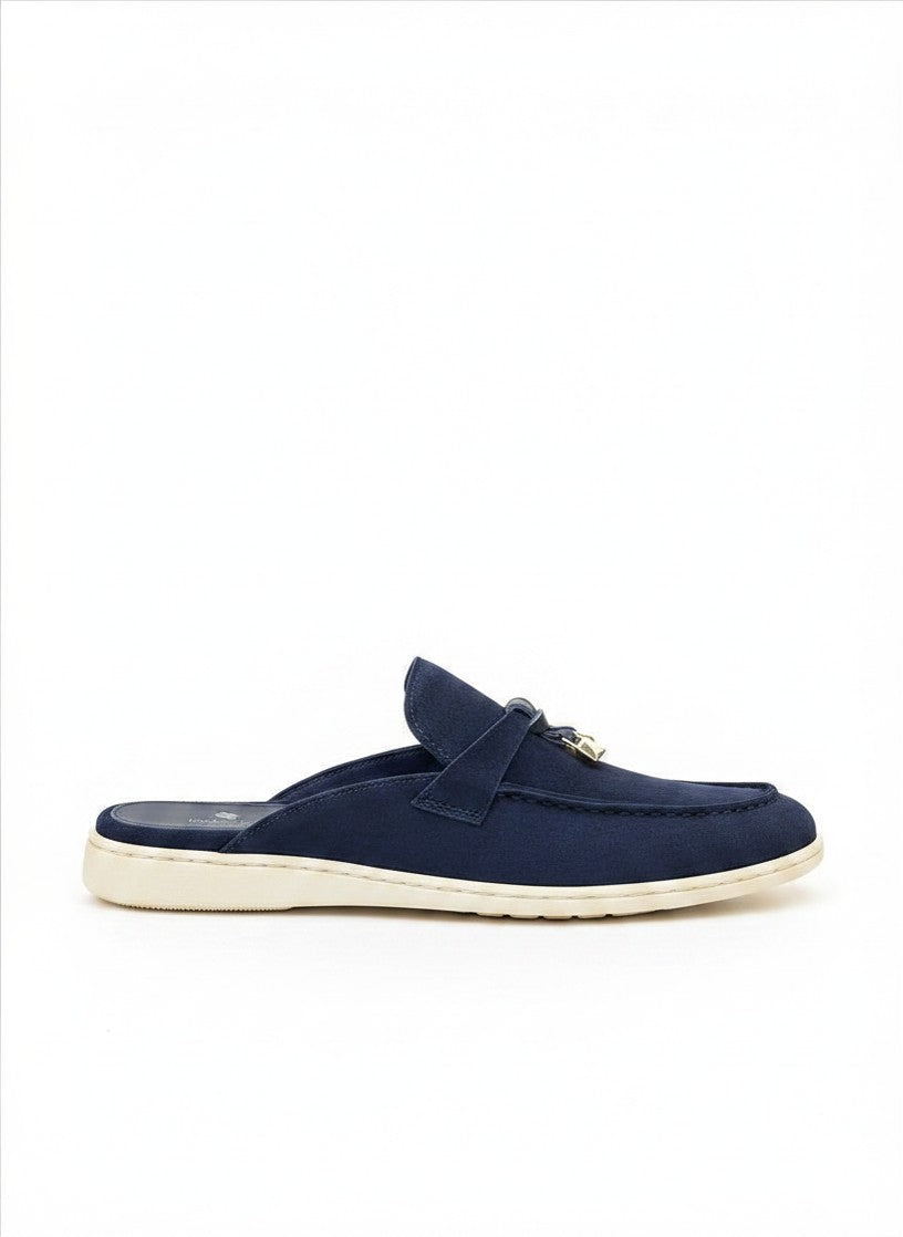 LOUIS HILANO SUMMER LEATHER MULES DARK BLUE