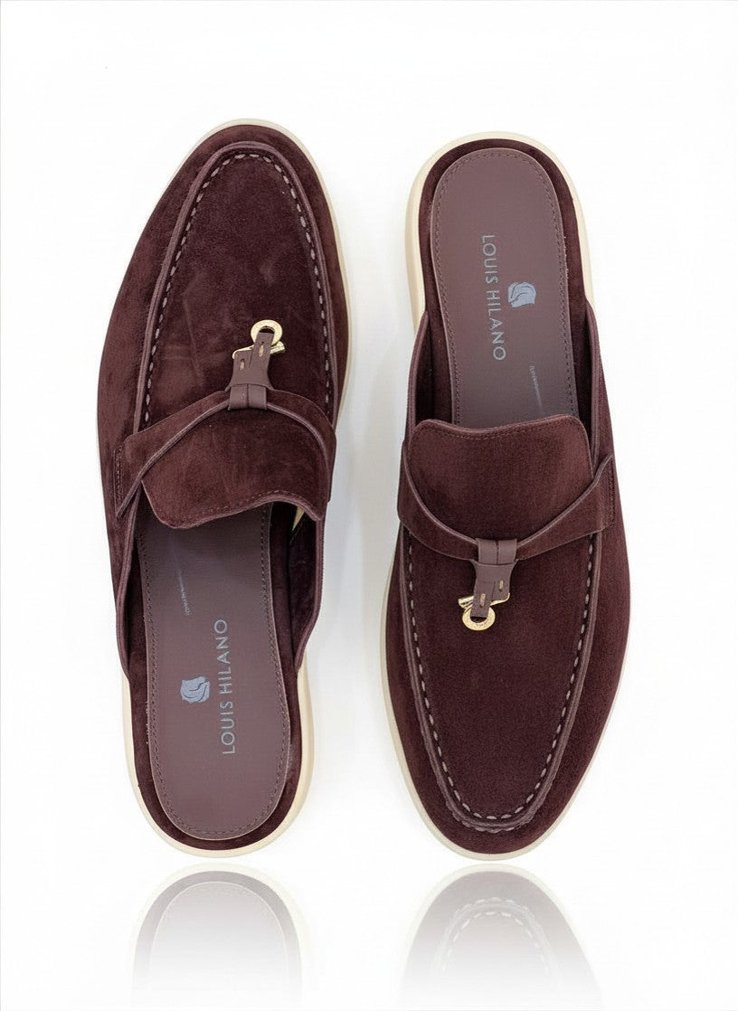 LOUIS HILANO SUMMER LEATHER MULES COFFEE