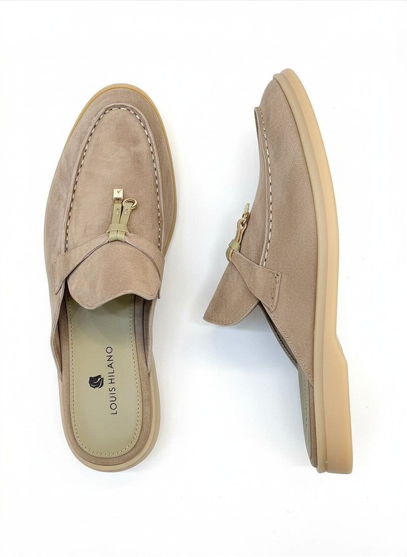 LOUIS HILANO SUMMER LEATHER MULES DARK APRICOT