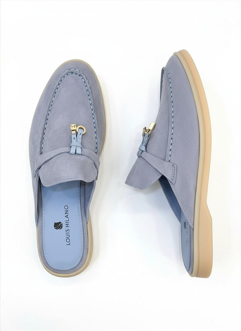 LOUIS HILANO SUMMER LEATHER MULES SKYBLUE