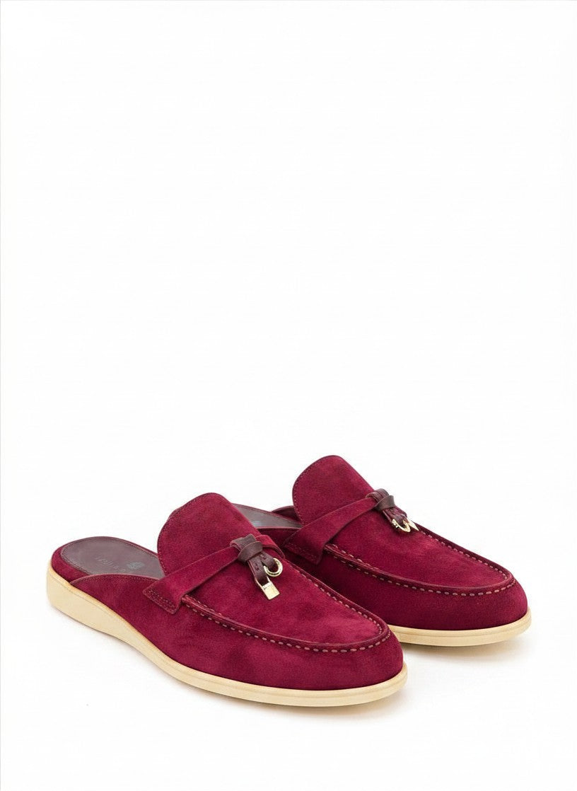 LOUIS HILANO SUMMER LEATHER MULES ROSE RED