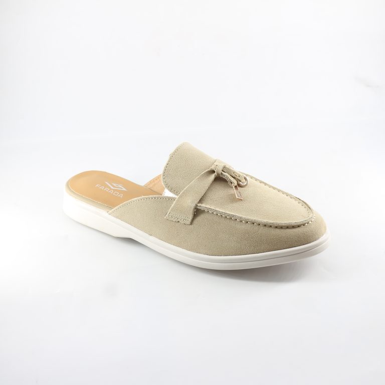 Farada Ladies’ Beige Suede Mule Loafers - Image 3