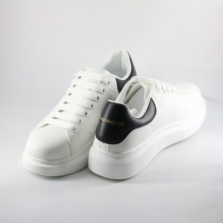 Classic White Sneakers with Black Heel Tab – Unisex - Image 2
