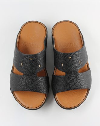 Farada Kids’ Premium Black Leather Sandals (9122)