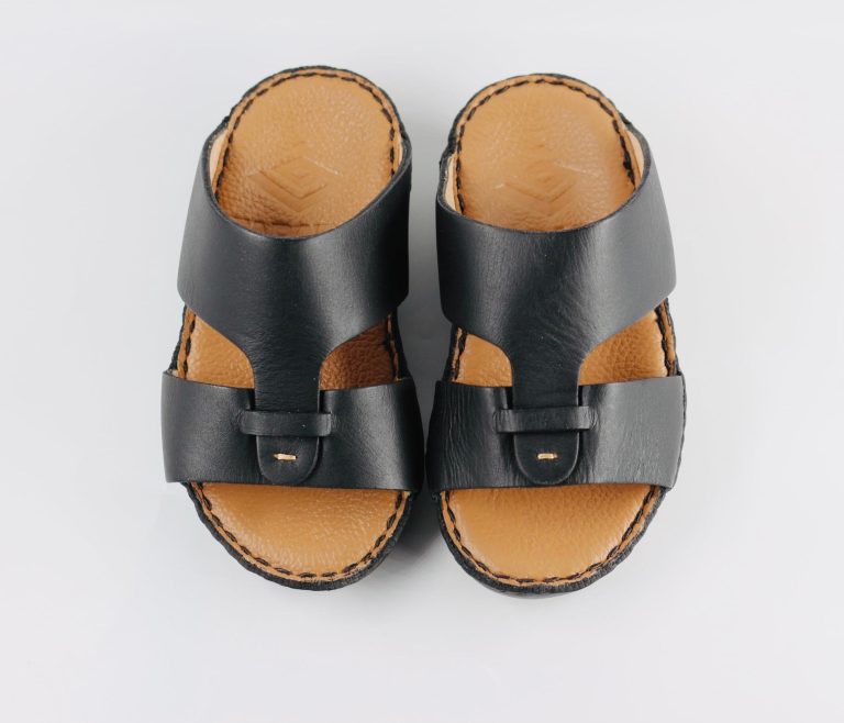 Farada Kids’ Premium Black Leather Sandals (24833)
