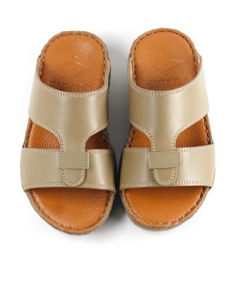 Farada Kids’ Premium Light Khaki Leather Sandals (5561)